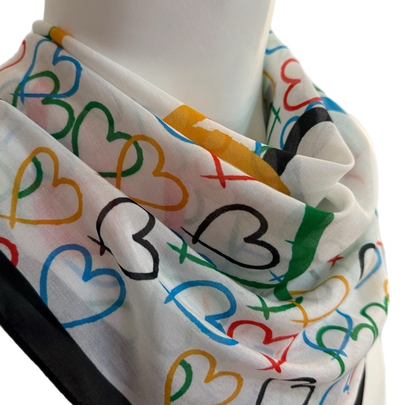 Team Canada Olympic Heart Scarf NWT – Hudson’s Bay Cotton Silk 20.5” square - Picture 3 of 11